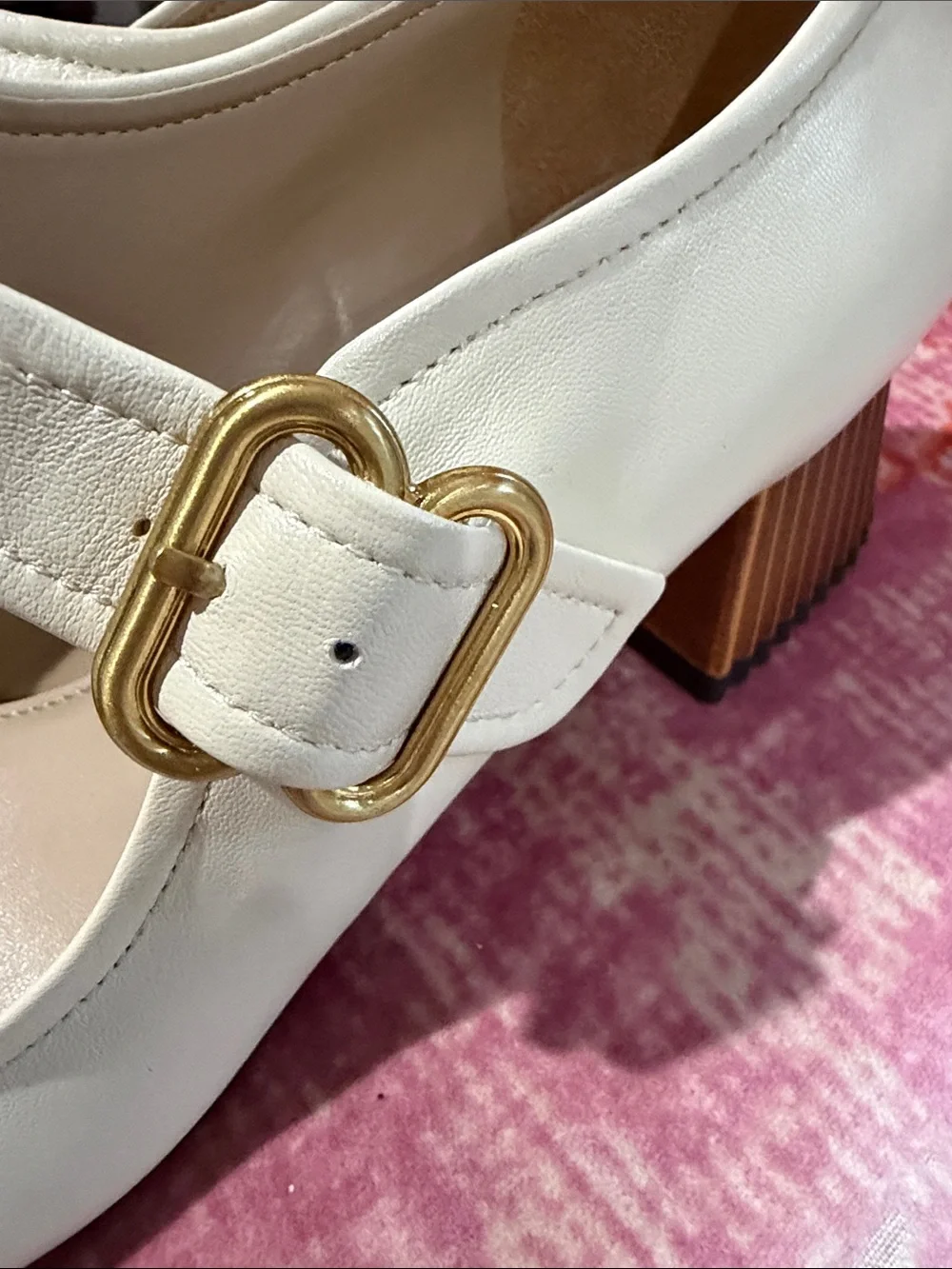 Sam Edelman Cream Mary Jane Pumps with Gold Buckle - Picture 8 of 8